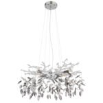 Candelabru metal cromat, cristale de sticlă fumurii, transparente, ø: 610mm, I: 1200mm, excl. 8x G9 8W 230V - imagine 3