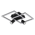 Corp de iluminat de tavan metal negru mat, plastic alb, comutare funcțională prin întrerupător de perete, L x l x I: 420x420x190mm, incl. LED 36W 230V, sursă 3450lm, putere 2600lm, 3000K, fără becuri 2xGU10 35W 230V - imagine 3
