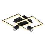 Corp de iluminat de tavan metal negru mat, plastic alb, comutare funcțională prin întrerupător de perete, L x l x I: 420x420x190mm, incl. LED 36W 230V, sursă 3450lm, putere 2600lm, 3000K, fără becuri 2xGU10 35W 230V - imagine 6