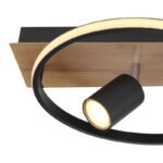 Plafonieră metal negru mat, imitație de lemn, plastic alb, întrerupător de funcție prin întrerupător de perete, funcție de memorie, L x l x I: 620x320x165mm, incl. LED 36W 230V, sursă 3170lm, ieșire 2020lm, 3000K, fără becuri 2xGU10 35W 230V - imagine 5