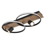 Plafonieră metal negru mat, imitație de lemn, plastic alb, întrerupător de funcție prin întrerupător de perete, funcție de memorie, L x l x I: 620x320x165mm, incl. LED 36W 230V, sursă 3170lm, ieșire 2020lm, 3000K, fără becuri 2xGU10 35W 230V - imagine 7