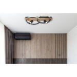 Plafonieră metal negru mat, imitație de lemn, plastic alb, întrerupător de funcție prin întrerupător de perete, funcție de memorie, L x l x I: 620x320x165mm, incl. LED 36W 230V, sursă 3170lm, ieșire 2020lm, 3000K, fără becuri 2xGU10 35W 230V