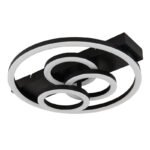 Plafonieră metal negru mat, plastic negru mat, acril opal, dimmable, mai multe niveluri prin comutator de perete, funcție de memorie, lumină de noapte, telecomandă, 350x330x88mm, incl. LED 40W 230V, sursă 580-5800lm, ieșire 238-2380lm, CCT 2700-6500K - imagine 3