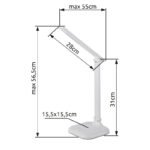 Lampa de birou plastic alb, cu adaptor, pivotantă, cu atingere on / off, dimmabil, LxWxH: 550x155x565, inclusiv 1xLED 7W 230V, 250lm, CCT 4000-5 000-6000. - imagine 5