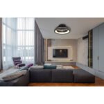 Ventilator de plafon plastic negru mat, plastic alb, dimmable, mai multe niveluri prin întrerupător de perete, memorie, lumină de noapte, cronometru, telecomandă, 25m², ø:480mm H:200mm, LED 40W+RGB LED 6W 230V,sursă 3600lm,ieșire 2400lm,CCT2700-6500K - imagine 2