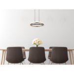 Suspensie metal negru mat, aluminiu gri închis, plastic cristale clare, mai multe niveluri prin comutator de perete, funcție de memorie, lumină de noapte, ø: 397mm, H: 1500mm, incl. LED 40W 230V, 4400lm sursă, 1790lm ieșire, CCT 3000/4000/6000K