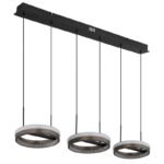 Suspensie metal negru mat, aluminiu gri închis, cristale din plastic transparent, mai multe niveluri prin comutator de perete, funcție de memorie, lumină de noapte, LxLxA: 820x206x1500mm, LED 40W 230V, sursă 4600lm, ieșire 1400lm, CCT 3000/4000/6000K - imagine 3
