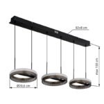 Suspensie metal negru mat, aluminiu gri închis, cristale din plastic transparent, mai multe niveluri prin comutator de perete, funcție de memorie, lumină de noapte, LxLxA: 820x206x1500mm, LED 40W 230V, sursă 4600lm, ieșire 1400lm, CCT 3000/4000/6000K - imagine 5