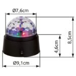 Veioza disco, din plastic negru, transparent, întrerupător, excl 1,5V 3x AA, D. 90, H: 90, inclusiv 6xLED 0,06W 3V, colorat. - imagine 5