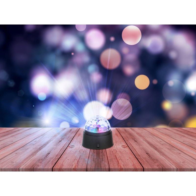 disco-28014-g17055-5 Veioza disco, din plastic negru, transparent, întrerupător, excl 1,5V 3x AA, D. 90, H: 90, inclusiv 6xLED 0,06W 3V, colorat. - imagine 1