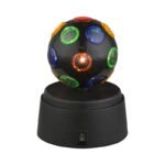 Veioza disco,din plastic negru, multicolor, comutator ,excl  3x AA  1,5V, H: 120, inclusiv 1xLED 0,06W 3V, alb.