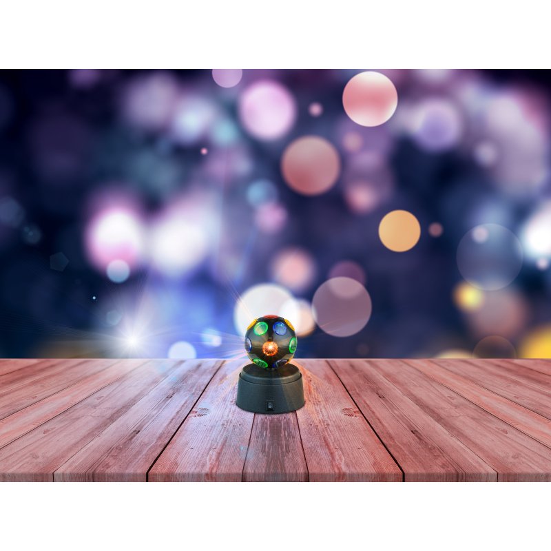 disco-28017-g21066-4 Veioza disco,din plastic negru, multicolor, comutator ,excl 3x AA 1,5V, H: 120, inclusiv 1xLED 0,06W 3V, alb. - imagine 1