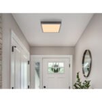 Plafonieră aluminiu argintiu, MDF gri închis, plastic opal, LxWxH: 300x300x60mm, incl. LED 12W 230V, sursă 1250lm, ieșire 600lm, 3000K - imagine 2