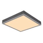 Plafonieră aluminiu argintiu, MDF gri închis, plastic opal, LxWxH: 300x300x60mm, incl. LED 12W 230V, sursă 1250lm, ieșire 600lm, 3000K