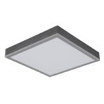 Plafonieră aluminiu argintiu, MDF gri închis, plastic opal, LxWxH: 300x300x60mm, incl. LED 12W 230V, sursă 1250lm, ieșire 600lm, 3000K - imagine 3