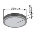 Plafonieră aluminiu argintiu, MDF gri închis, plastic opal, ø: 300mm, H: 85mm, incl. LED 12W 230V, sursă 1250lm, ieșire 600lm, 3000K - imagine 6