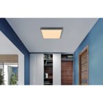 Plafonieră aluminiu argintiu, MDF gri închis, plastic opal, LxWxH: 450x450x65mm, incl. LED 24W 230V, sursă 2500lm, ieșire 1200lm, 3000K