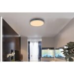 Plafonieră aluminiu argintiu, MDF gri închis, plastic opal, ø: 450mm, H: 85mm, incl. LED 24W 230V, 2500lm sursă, 1200lm ieșire, 3000K - imagine 2