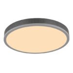 Plafonieră aluminiu argintiu, MDF gri închis, plastic opal, ø: 450mm, H: 85mm, incl. LED 24W 230V, 2500lm sursă, 1200lm ieșire, 3000K