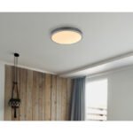 Plafonieră aluminiu argintiu, MDF gri închis, plastic opal, ø: 450mm, H: 85mm, incl. LED 24W 230V, 2500lm sursă, 1200lm ieșire, 3000K - imagine 3