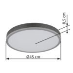 Plafonieră aluminiu argintiu, MDF gri închis, plastic opal, ø: 450mm, H: 85mm, incl. LED 24W 230V, 2500lm sursă, 1200lm ieșire, 3000K - imagine 6