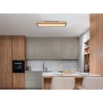 Plafoniera din aluminiu grafit, aspect lemn MDF, alb acril, cadru aspect stejar, LxLxA: 600x150x30mm, inclusiv LED 18W 230V, sursa 1920lm, iesire 1000lm, 3000K - imagine 2
