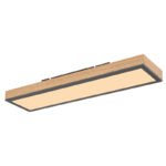 Plafoniera din aluminiu grafit, aspect lemn MDF, alb acril, cadru aspect stejar, LxLxA: 600x150x30mm, inclusiv LED 18W 230V, sursa 1920lm, iesire 1000lm, 3000K