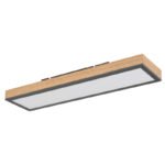 Plafoniera din aluminiu grafit, aspect lemn MDF, alb acril, cadru aspect stejar, LxLxA: 600x150x30mm, inclusiv LED 18W 230V, sursa 1920lm, iesire 1000lm, 3000K - imagine 3