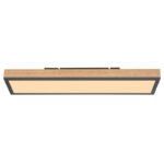 Plafoniera din aluminiu grafit, aspect lemn MDF, alb acril, cadru aspect stejar, LxLxA: 600x150x30mm, inclusiv LED 18W 230V, sursa 1920lm, iesire 1000lm, 3000K - imagine 4