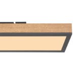 Plafoniera din aluminiu grafit, aspect lemn MDF, alb acril, cadru aspect stejar, LxLxA: 600x150x30mm, inclusiv LED 18W 230V, sursa 1920lm, iesire 1000lm, 3000K - imagine 5