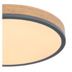 Plafoniera metal grafit, aspect lemn MDF închis, plastic alb, ø: 450mm, H: 85mm, inclusiv LED 24W 230V, sursă 3200lm, ieșire 1800lm, 3000K - imagine 5