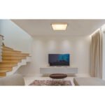 Plafoniera aluminiu grafit, aspect MDF lemn, acril, cadru aspect stejar, LxLxH: 590x590x65, incl. 1xLED 36W 230V, sursă 3800lm, ieșire 2250lm, 3000K - imagine 2