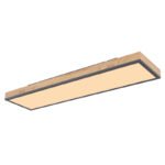 Plafoniera aluminiu grafit, aspect MDF lemn, acril, cadru aspect stejar,, LxLxH: 800x200x65, incl. 1xLED 24W 230V, sursă 2500lm, ieșire 1500lm, 3000K