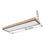 Plafoniera aluminiu grafit, aspect MDF lemn, acril, cadru aspect stejar,, LxLxH: 800x200x65, incl. 1xLED 24W 230V, sursă 2500lm, ieșire 1500lm, 3000K - imagine 6