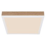 Plafonieră aluminiu alb mat, MDF lemn optic închis, plastic alb, L x l x I: 300x300x60mm, inclusiv LED 12W 230V, 1200lm Sursă, 800lm Ieșire, 3000K - imagine 4