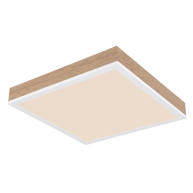 doro-416080wwd1-g28181 Plafonieră aluminiu alb mat, MDF lemn optic închis, plastic alb, L x l x I: 300x300x60mm, inclusiv LED 12W 230V, 1200lm Sursă, 800lm Ieșire, 3000K - imagine 1