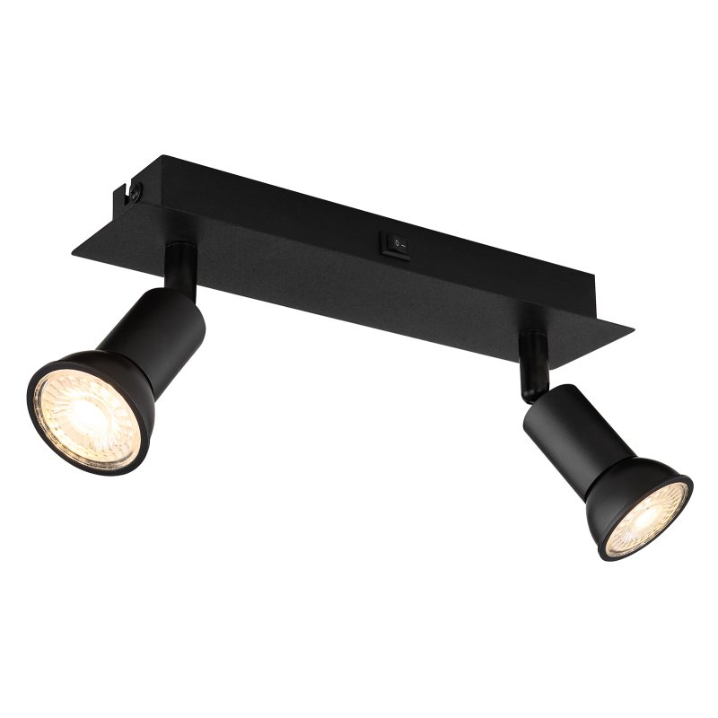drew-57998-2-g28206 Lampă de perete metal negru mat, întrerupător pe produs, L x l x I: 250x60x90mm, fără becuri 2xGU10 35W 230V - imagine 1