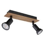 Spot lemn maro închis, metal negru mat, comutator basculant pe articol, Lxlxh: 250x60x90mm,excl 2x GU10 35W 230V (recomandăm să cumpărați sursa 10804DK) - imagine 3