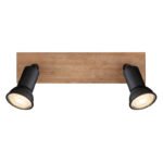 Spot lemn maro închis, metal negru mat, comutator basculant pe articol, Lxlxh: 250x60x90mm,excl 2x GU10 35W 230V (recomandăm să cumpărați sursa 10804DK) - imagine 4