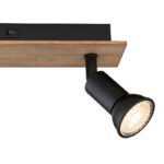 Spot lemn maro închis, metal negru mat, comutator basculant pe articol, Lxlxh: 250x60x90mm,excl 2x GU10 35W 230V (recomandăm să cumpărați sursa 10804DK) - imagine 5