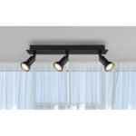 Plafonieră metal negru mat, L x l x I: 400x60x90mm, fără becuri 3xGU10 35W 230V - imagine 2