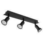 Plafonieră metal negru mat, L x l x I: 400x60x90mm, fără becuri 3xGU10 35W 230V - imagine 3