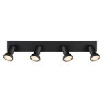 Plafonieră metal negru mat, L x l x I: 500x60x90mm, fără becuri 4xGU10 35W 230V - imagine 4