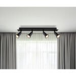 Plafonieră metal negru mat, L x l x I: 500x60x90mm, fără becuri 4xGU10 35W 230V