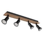 Spot lemn maro închis, metal negru mat, Lxlxh: 500x60x90mm, excl 4x GU10 35W 230V (recomandăm să cumpărați sursa 10804DK) - imagine 3