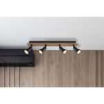 Spot lemn maro închis, metal negru mat, Lxlxh: 500x60x90mm, excl 4x GU10 35W 230V (recomandăm să cumpărați sursa 10804DK)