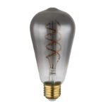 Bec LED decorativ, sticlă fumurie, reglabil, ø: 64mm, I: 141mm, incl. 1x E27 LED 6,5W 230V, 220lm sursă, 220lm ieșire, 2000K