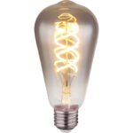Bec LED decorativ, sticlă fumurie, reglabil, ø: 64mm, I: 141mm, incl. 1x E27 LED 6,5W 230V, 220lm sursă, 220lm ieșire, 2000K - imagine 4