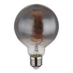 Bec LED decorativ din sticlă fumurie, reglabil, ø: 95mm, I: 138mm, incl. 1x E27 LED 8.5W 230V, 280lm Sursă, 280lm Ieșire, 2000K