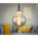 Bec LED decorativ din sticlă fumurie, reglabil, ø: 95mm, I: 138mm, incl. 1x E27 LED 8.5W 230V, 280lm Sursă, 280lm Ieșire, 2000K - imagine 3